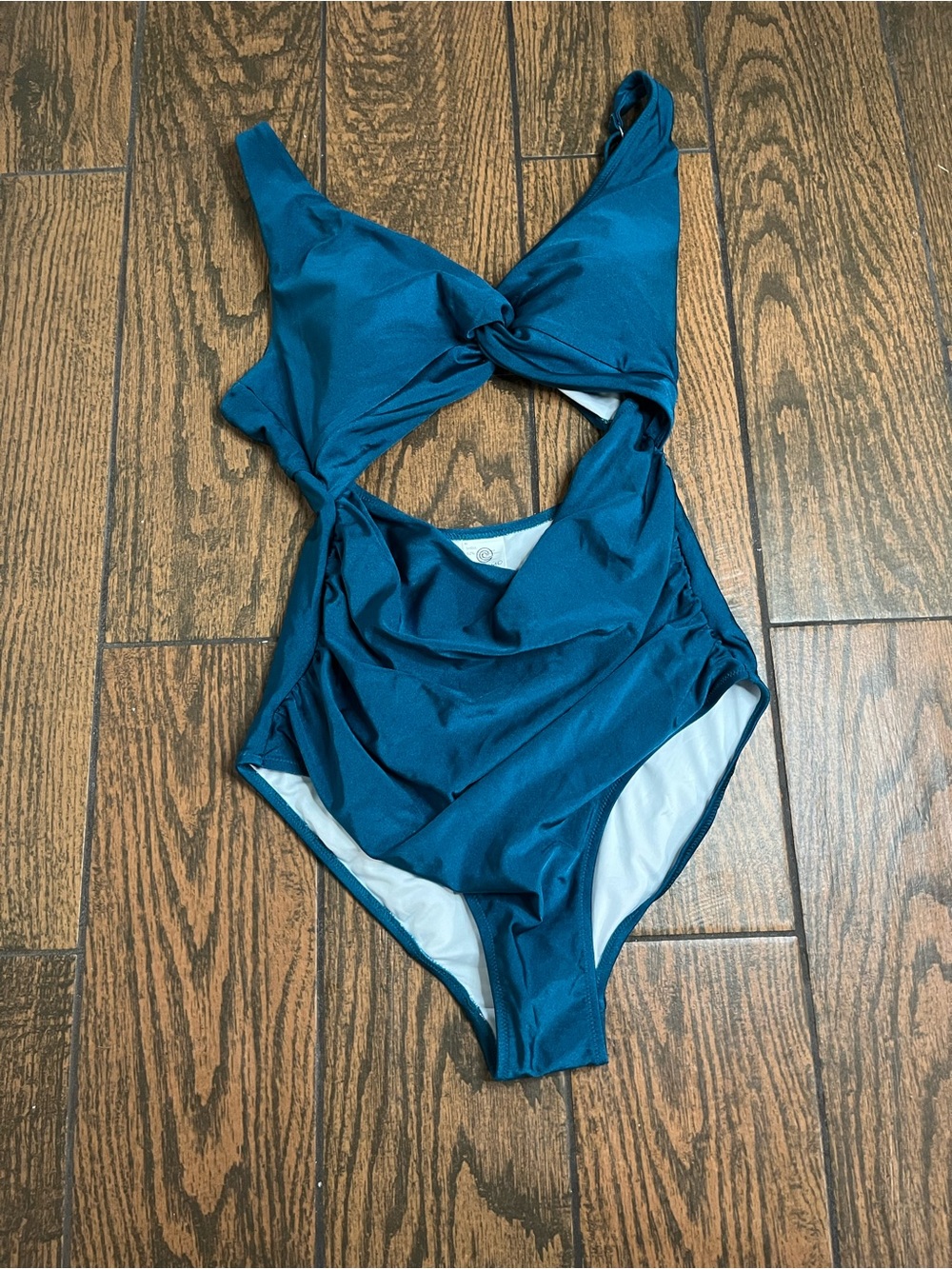 Twist Front Teal One-Piece Swimsuit — Sculpting Coverage